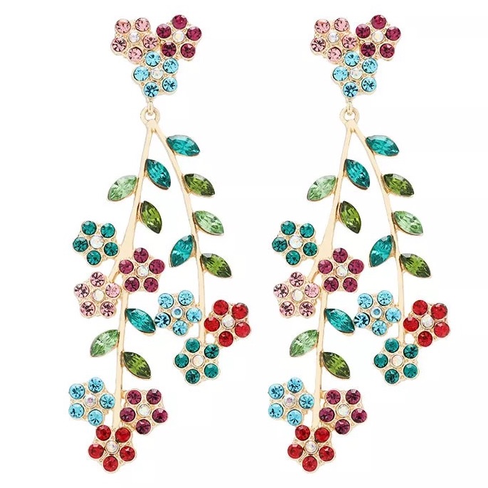 Feminine And Floral Crystal Chandelier Earrings